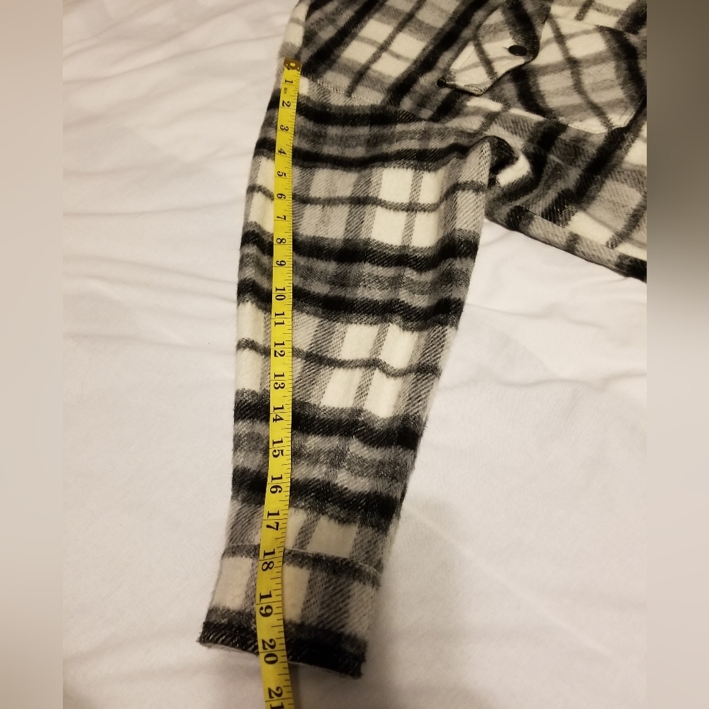 Zara Wool Blend Plaid Overshirt White/Black Size XS - Picture 9 of 13